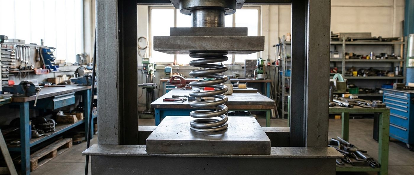 Пружина сжатия под прессом